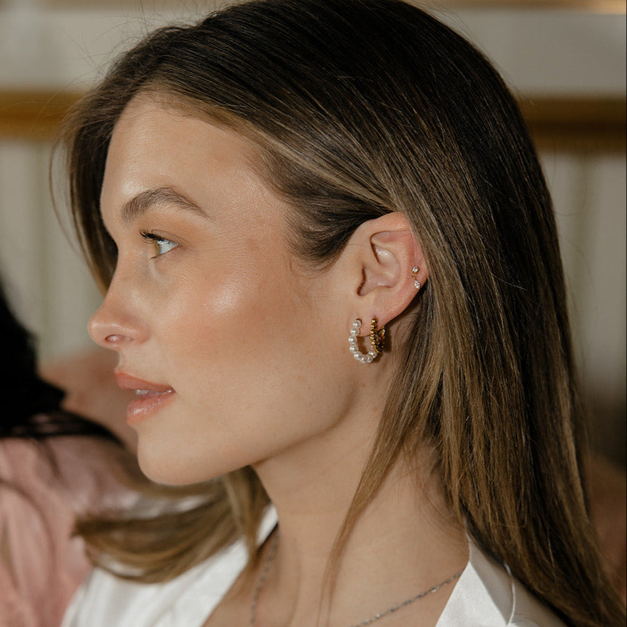 Simple Pearl Hoops