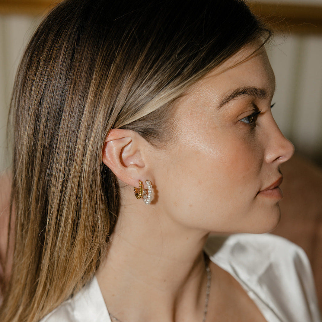 Simple Pearl Hoops
