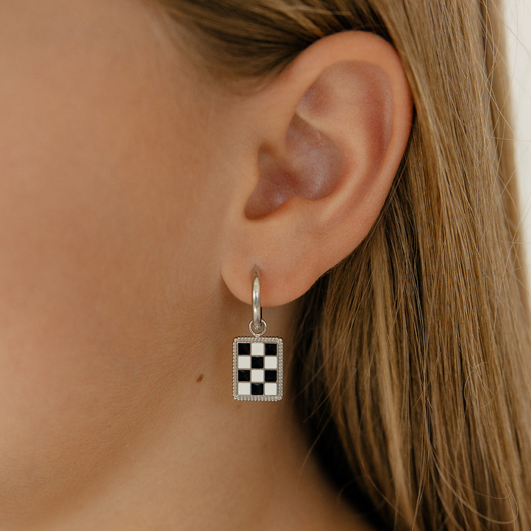 Checkered Charm Hoops