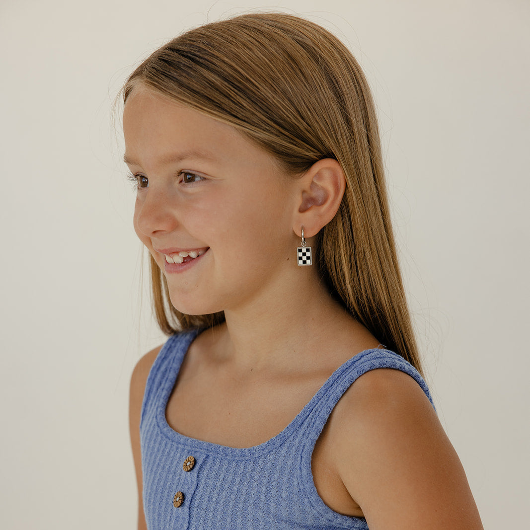 Checkered Charm Hoops