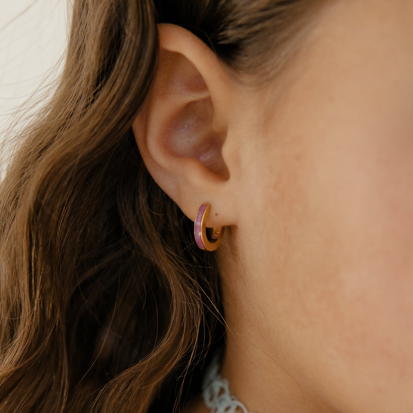 Colorful Enamel Hoops in Titanium