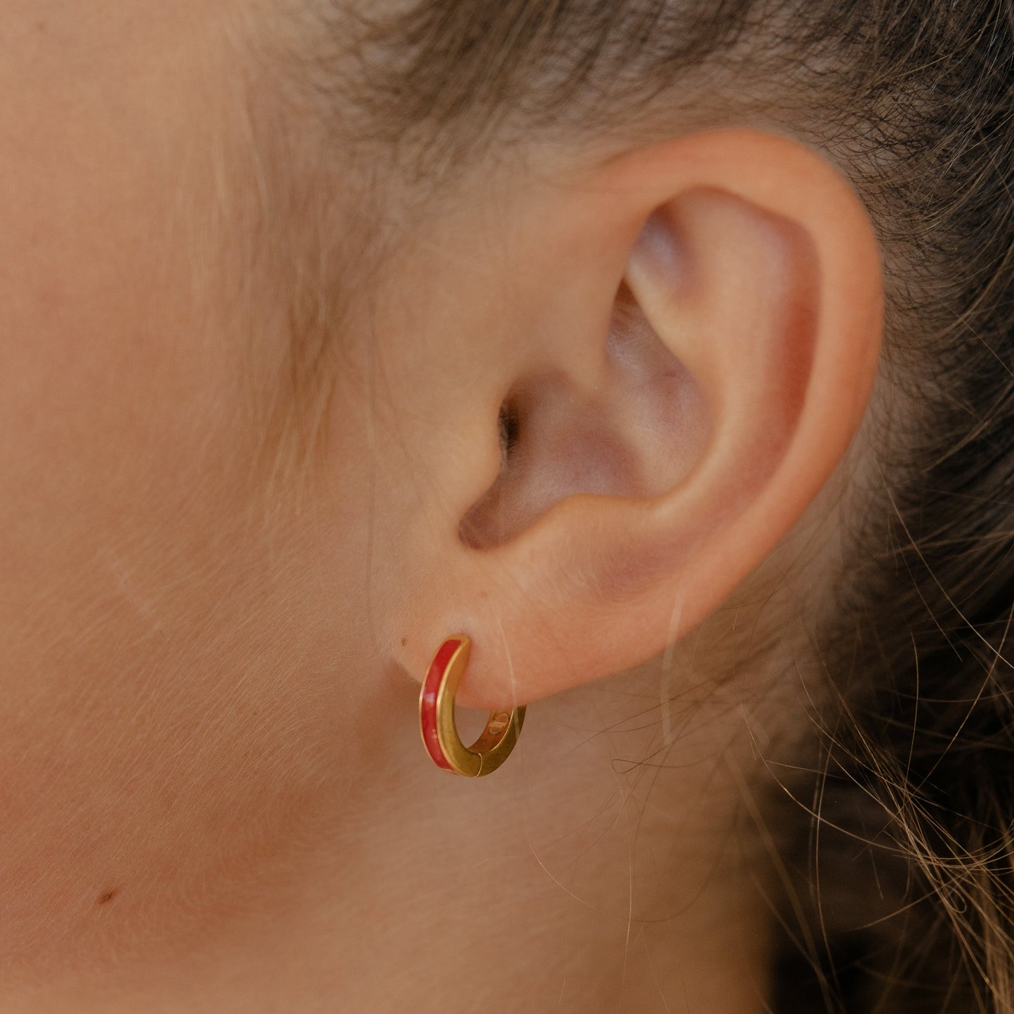 Colorful Enamel Hoops in Titanium