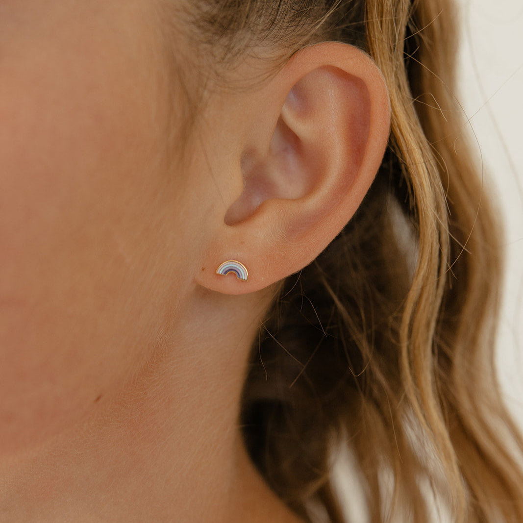 Rainbow Enamel Flat Back Stud
