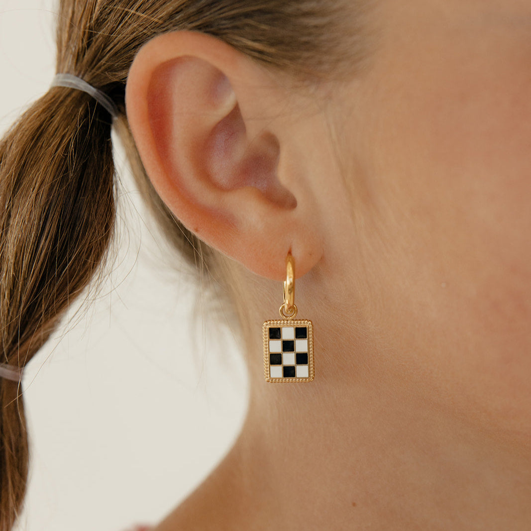 Checkered Charm Hoops