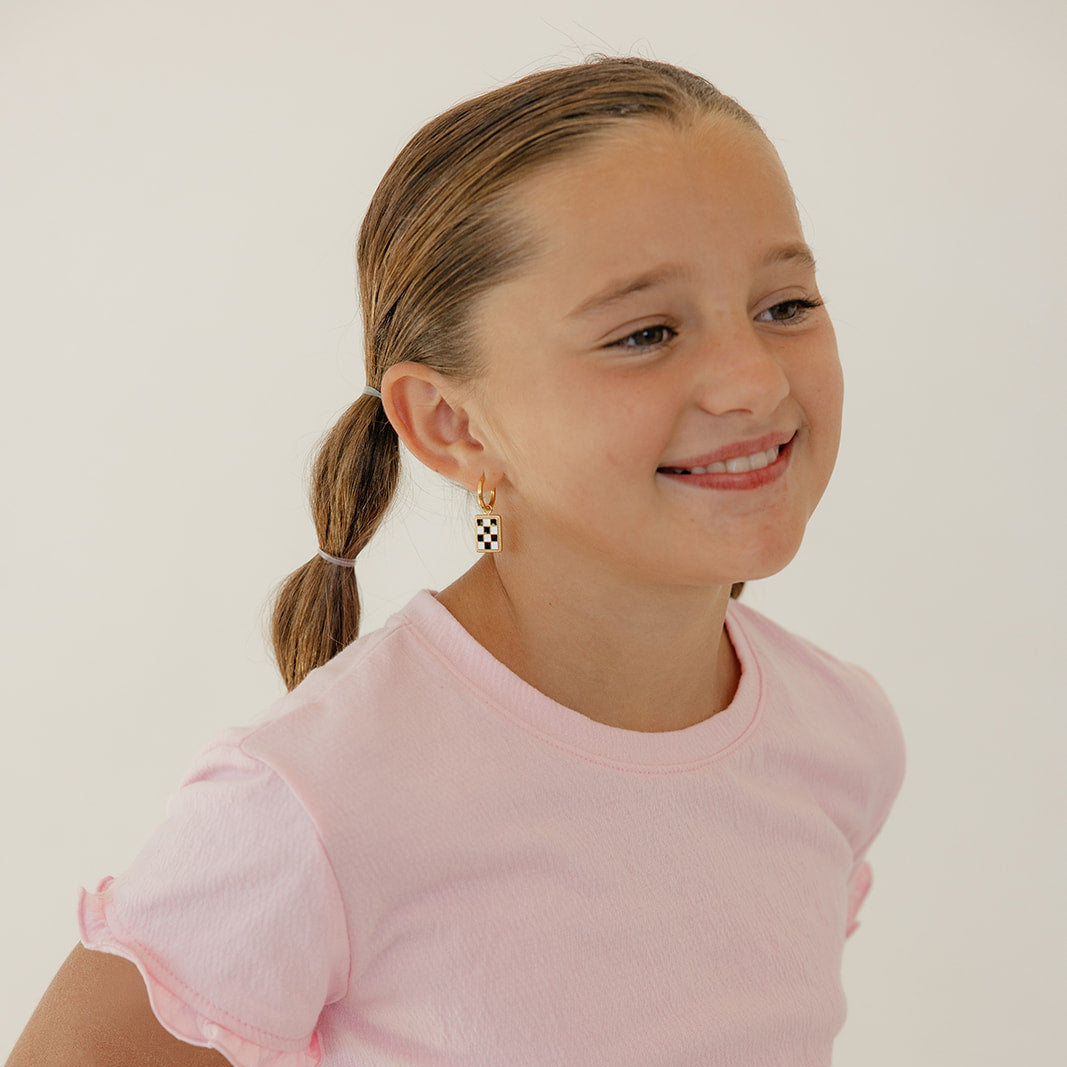 Checkered Charm Hoops
