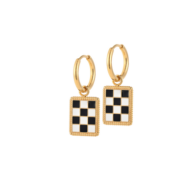 Checkered Charm Hoops