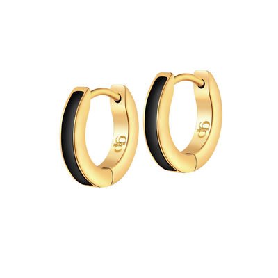 Onyx Enamel Hoops in Titanium