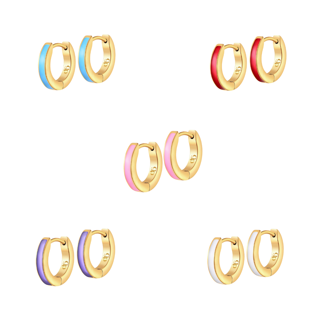 Colorful Enamel Hoops in Titanium
