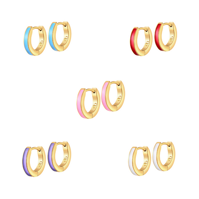 Colorful Enamel Hoops in Titanium (Multiple Colors)