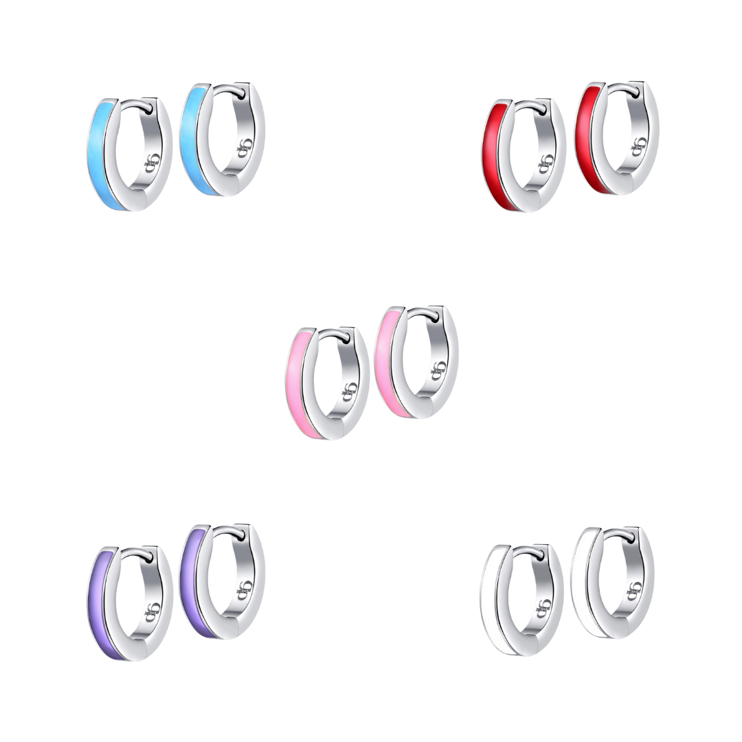 Colorful Enamel Hoops in Titanium