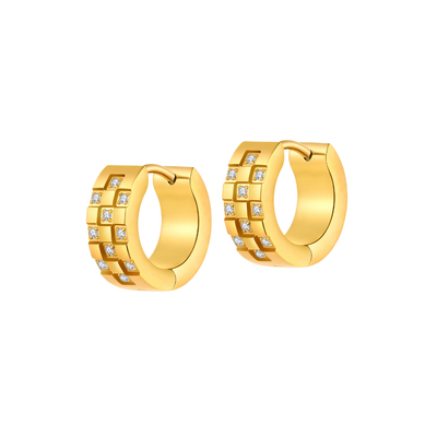 Chunky Check Hoops in Titanium