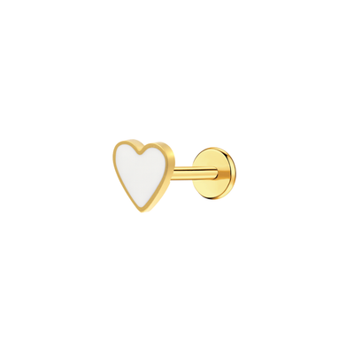 White Heart Enamel Flat Back Stud
