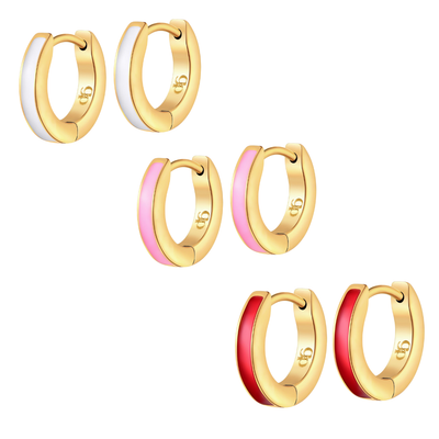 Colorful Enamel Hoops in Titanium (Multiple Colors)