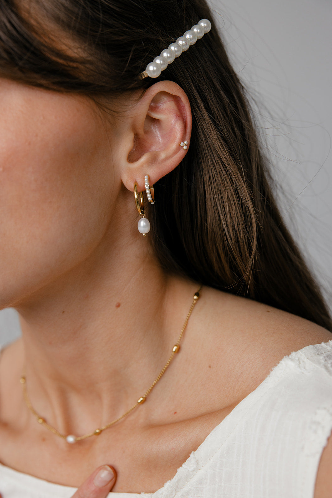 Pearl Trinity Flat Back Stud