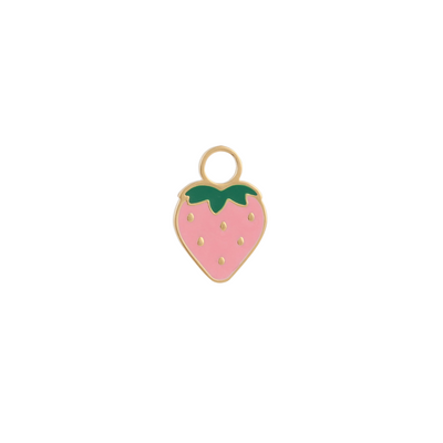 Pink Strawberry Enamel Hoop Charm