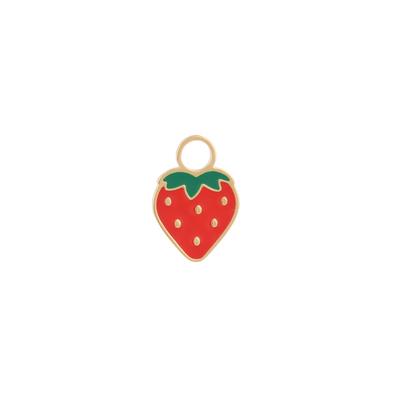 Red Strawberry Enamel Hoop Charm