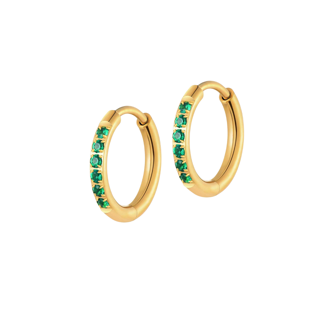 Emerald Dress Me Up Hoops in Titanium