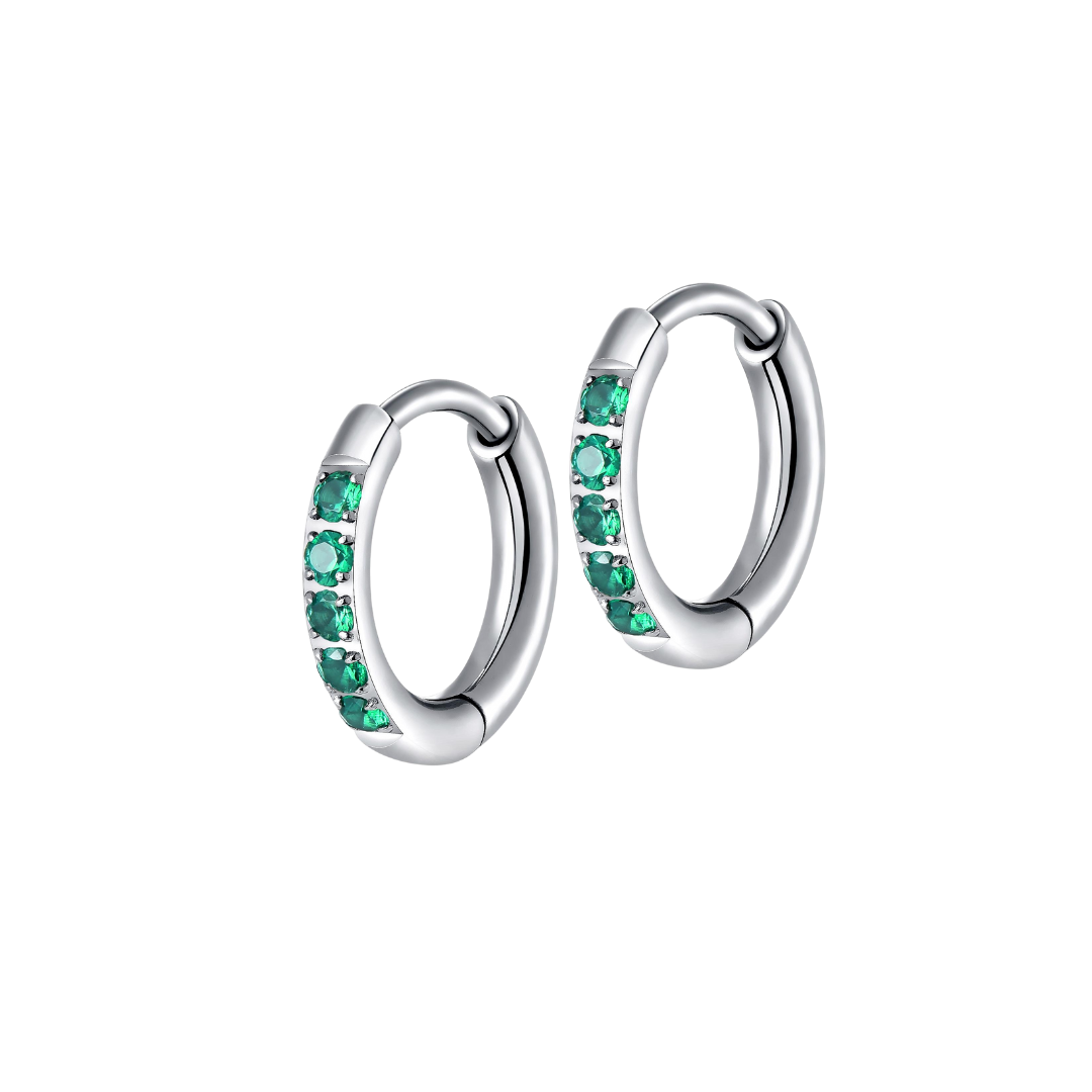 Emerald Dress Me Up Hoops in Titanium