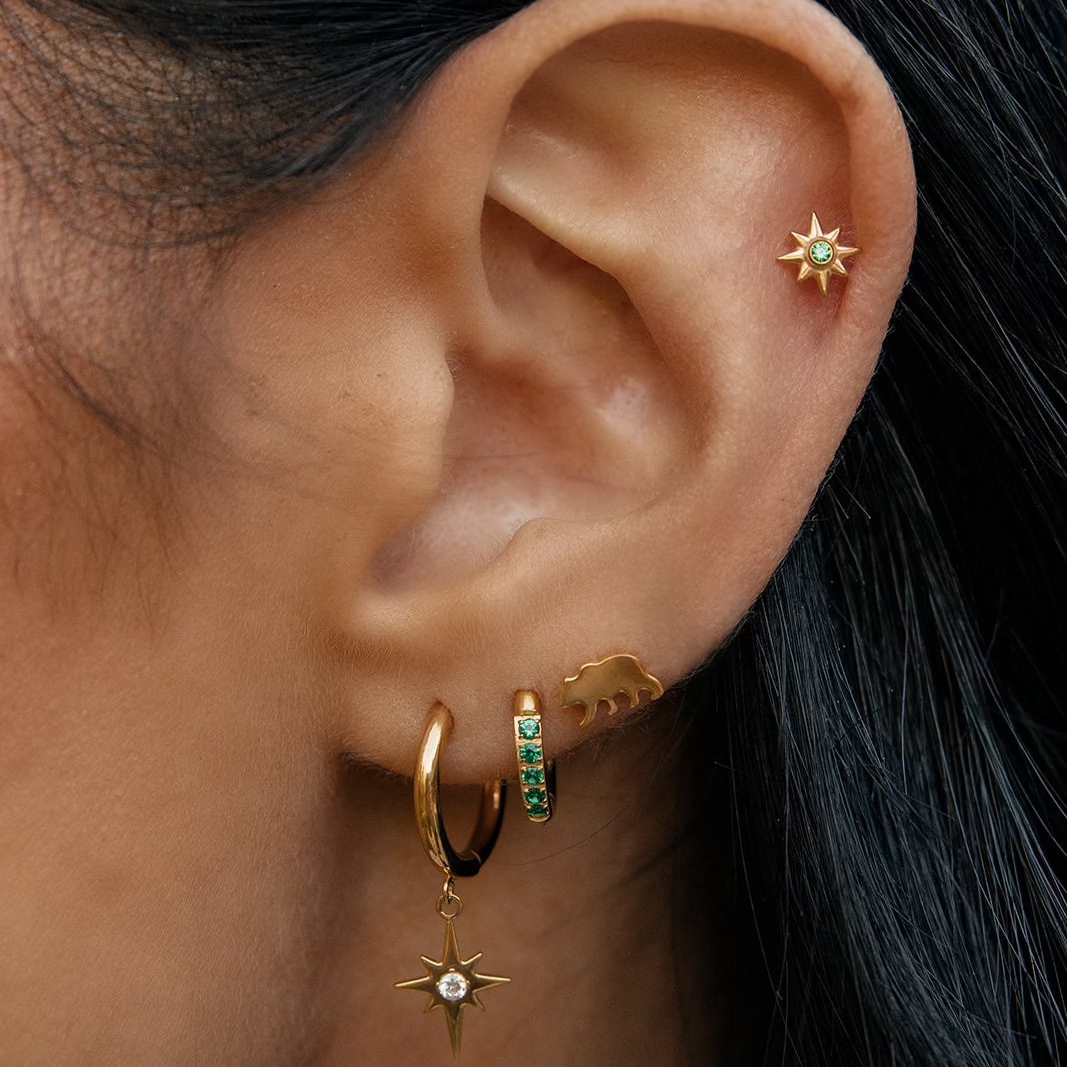 Emerald Dress Me Up Hoops in Titanium