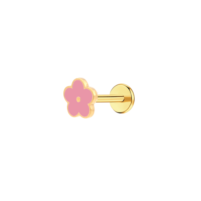 Pink Daisy Enamel Flat Back Stud