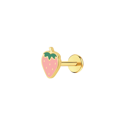 Pink Strawberry Enamel Flat Back Stud