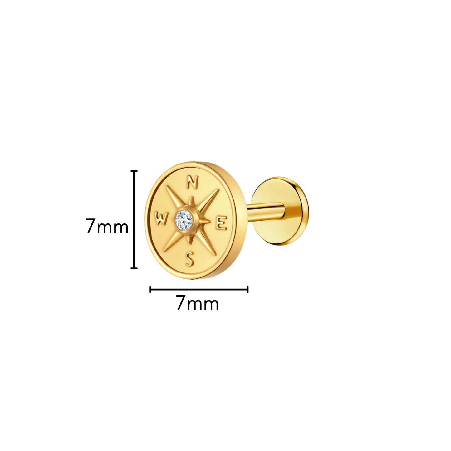 Antique Compass Flat Back Stud