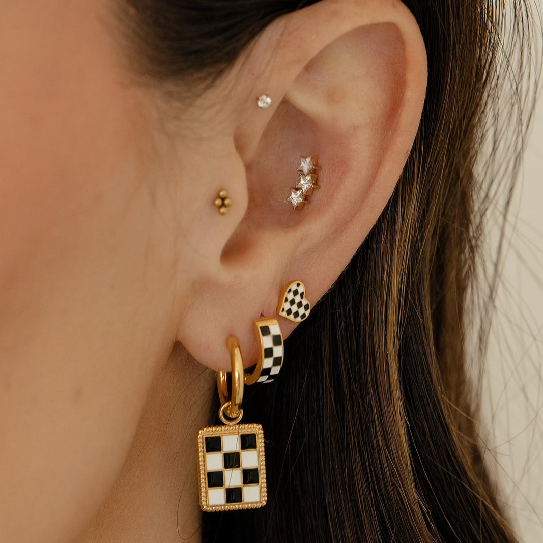 Checkered Charm Hoops