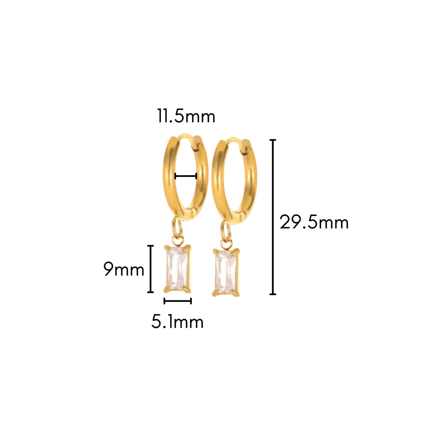 Baguette Charm Hoops