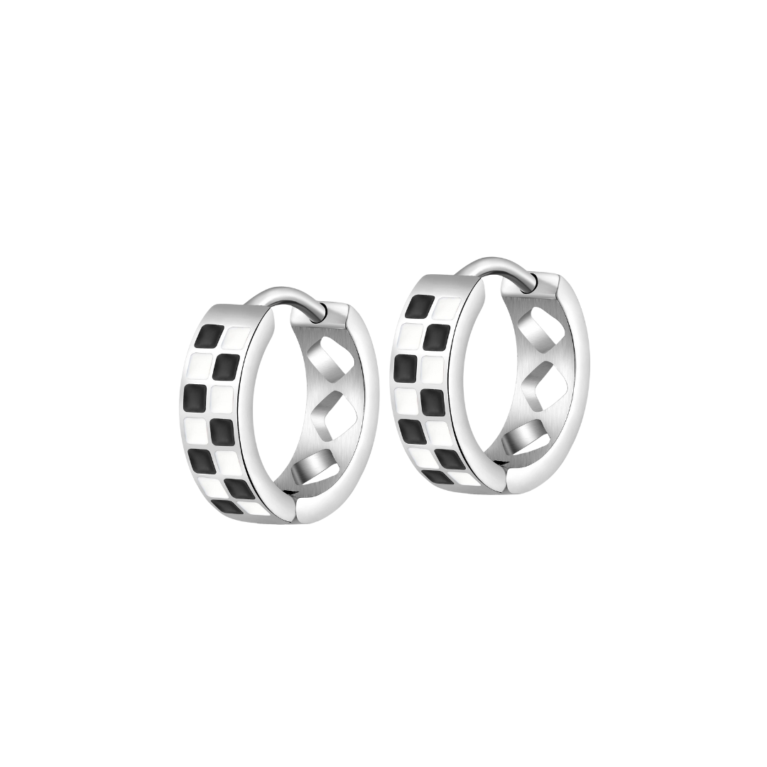 Checkered Enamel Hoop Earrings - Get Pierced Co. – Get Pierced Co.