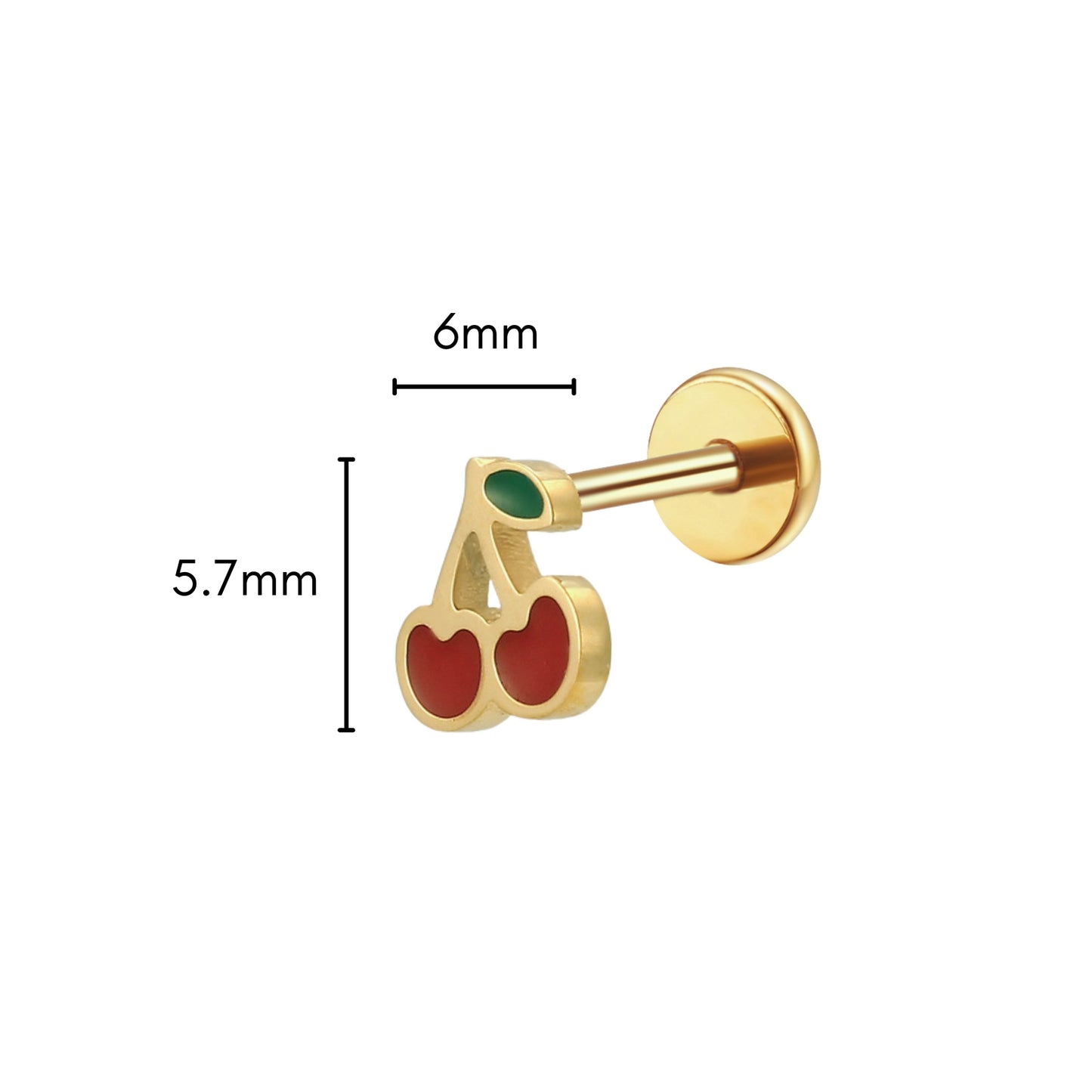 Cherry Enamel Flat Back Stud