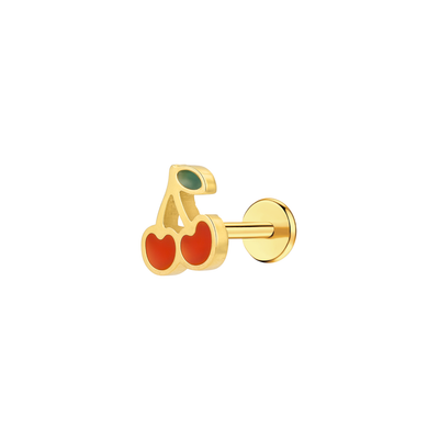 Cherry Enamel Flat Back Stud