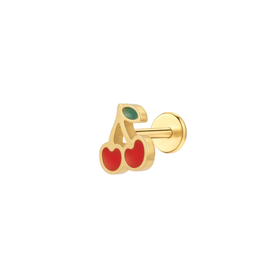 Cherry Enamel Flat Back Stud