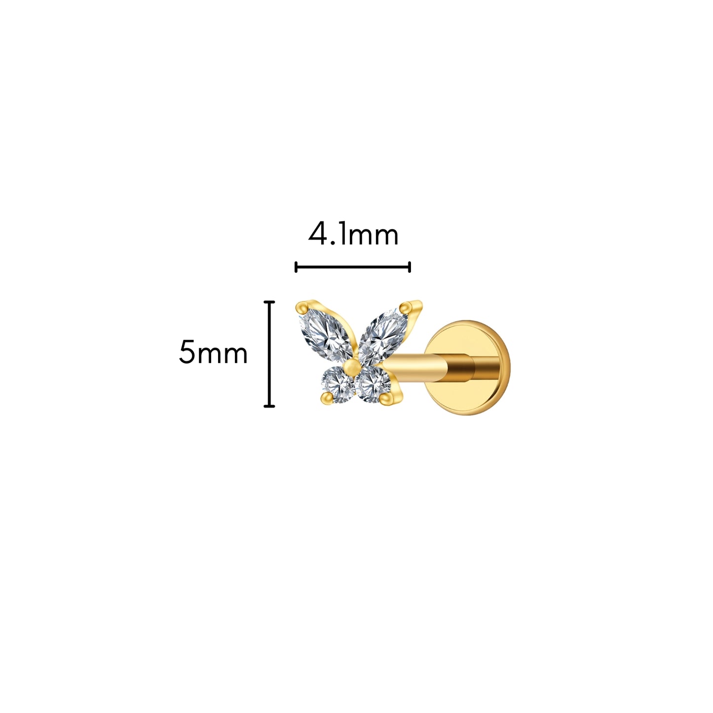 Crystal Butterfly Flat Back Stud