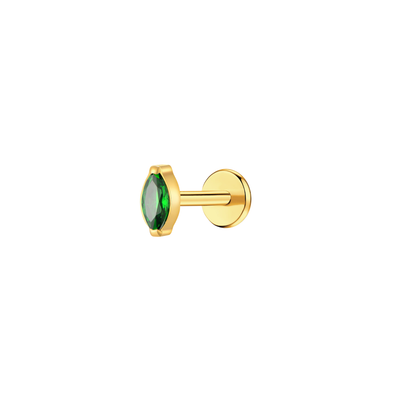 Emerald Marquise Flat Back Stud