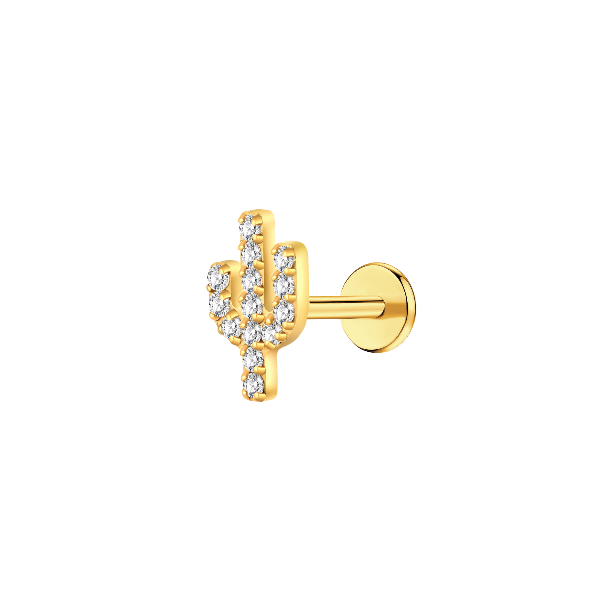 CZ Stone Cactus Flat Back Stud Earrings - Get Pierced Co. – Get