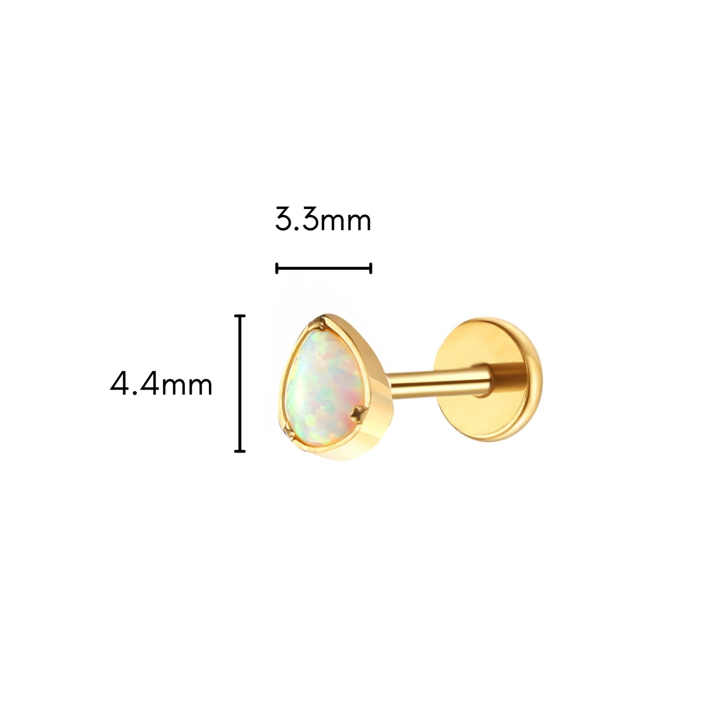 Opal Teardrop Flat Back Stud