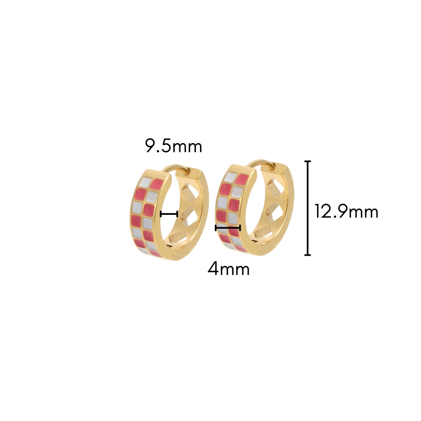 Pink Checkered Titanium Hoops