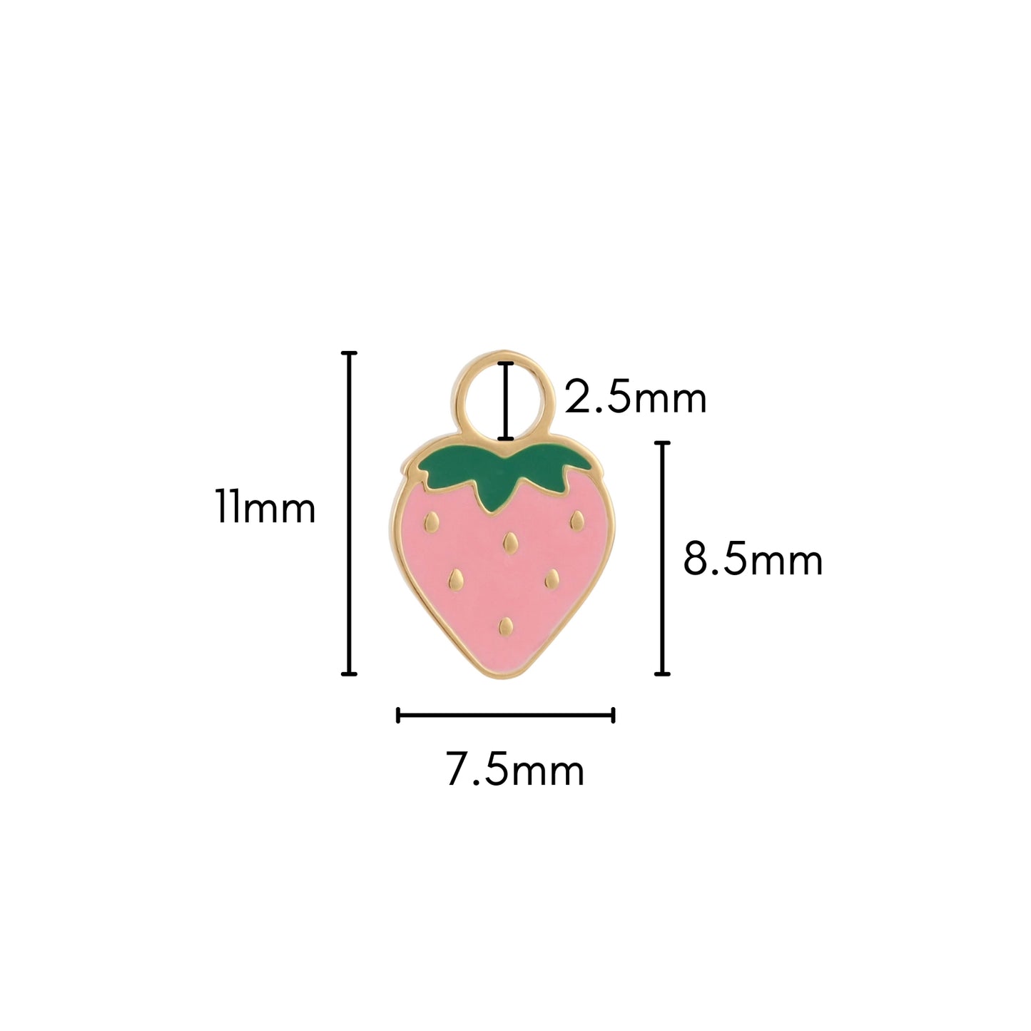 Pink Strawberry Enamel Hoop Charm