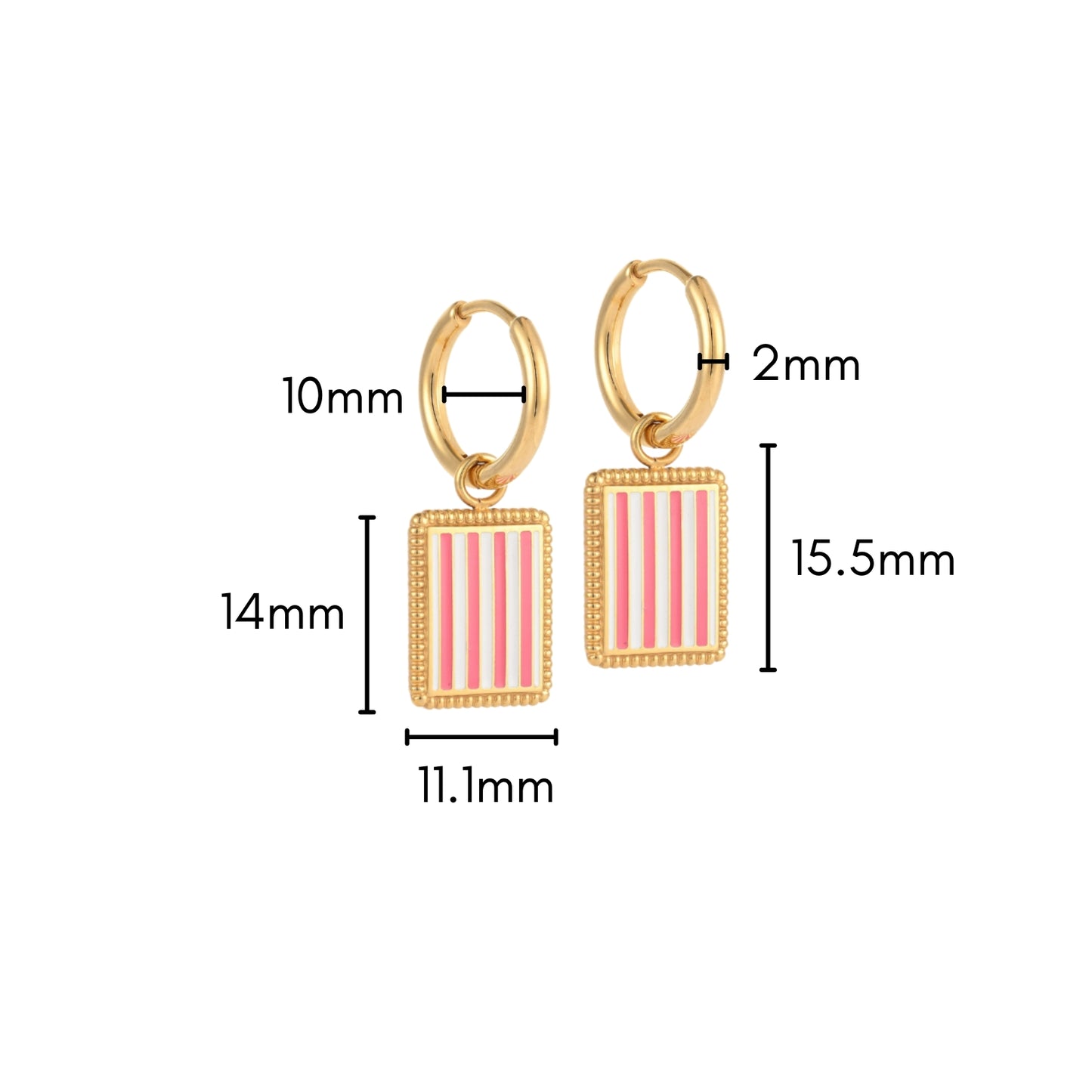Pink Stripe Charm Hoops