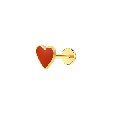 Red Heart Enamel Flat Back Stud