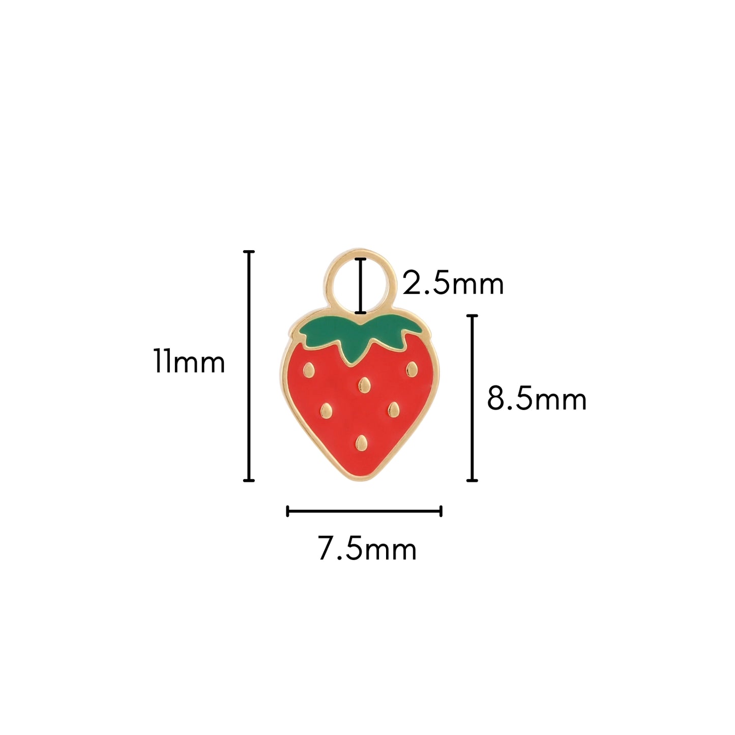 Red Strawberry Enamel Hoop Charm