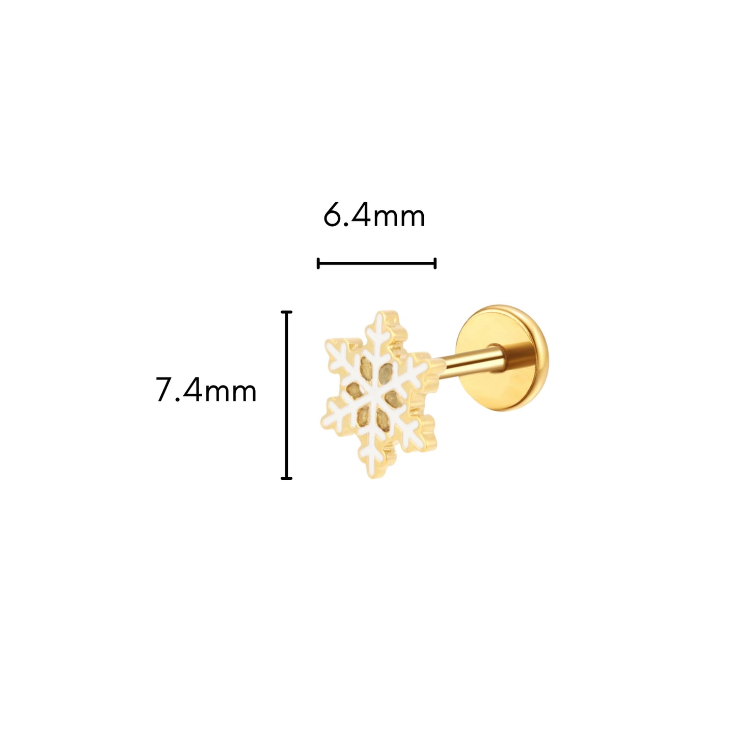 Snowflake Enamel Flat Back Stud