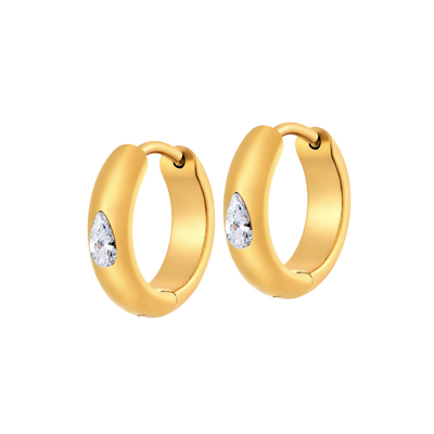 Teardrop Gem Hoops in Titanium