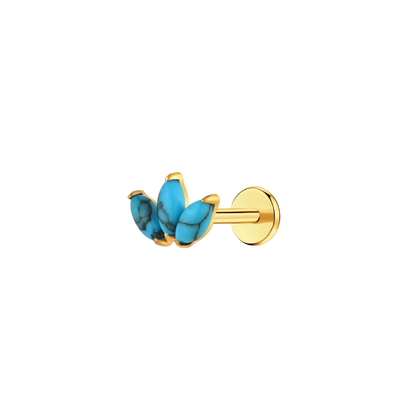 Turquoise Crown Jewel Flat Back Stud