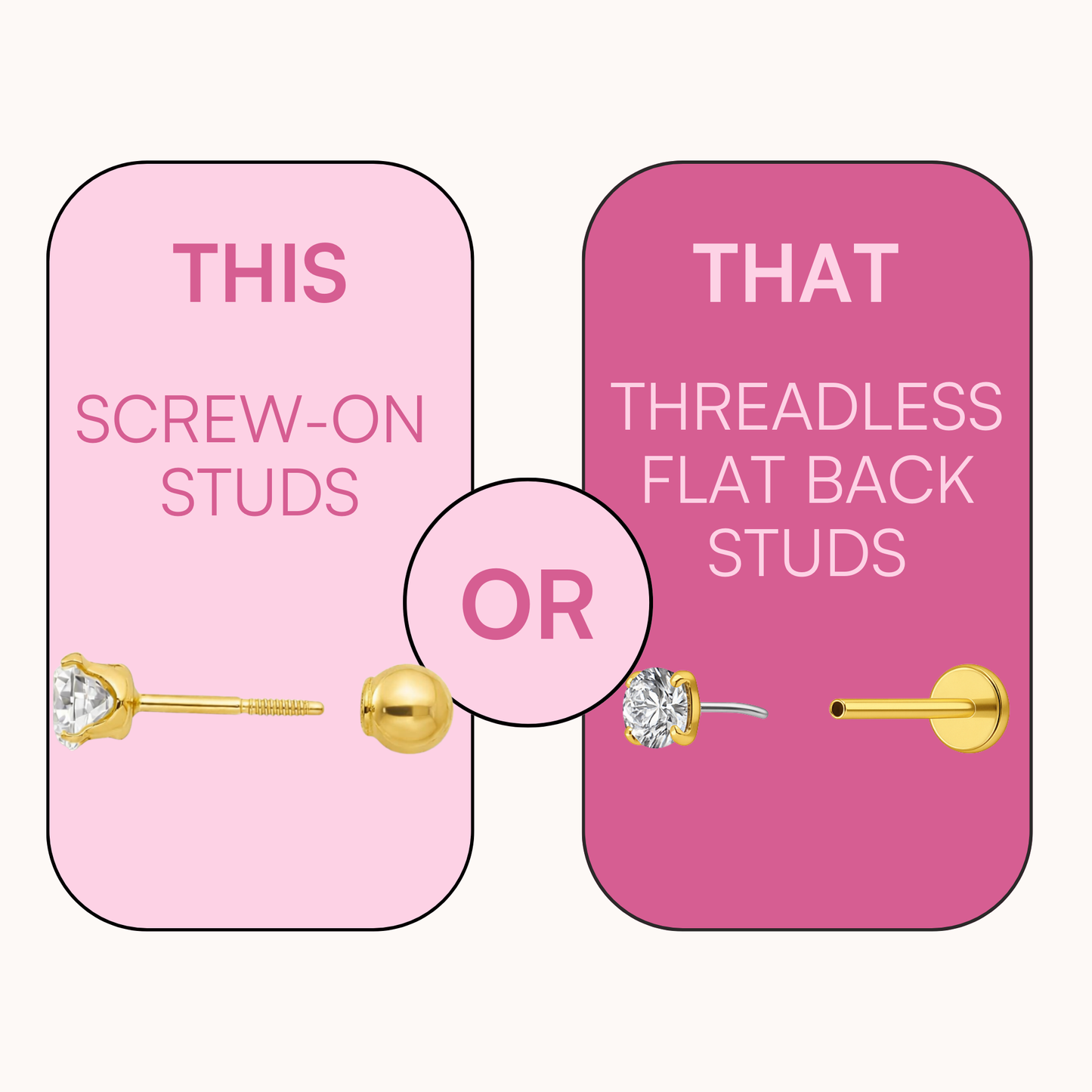 Threadless vs. Screw-Back Flat Back Studs: Which One Wins the Comfort Battle?
