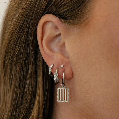 Brown Stripe Charm Hoops
