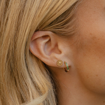 Emerald Dress Me Up Hoops in Titanium