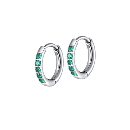 Emerald Dress Me Up Hoops in Titanium