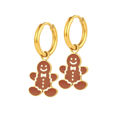 Gingerbread Man Charm Hoops
