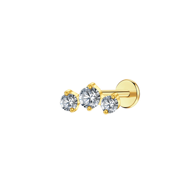 Triple CZ Flat Back Stud